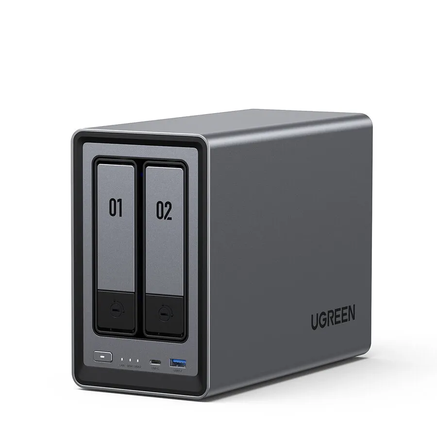 NAS Ugreen "DXP2800", CPU 3.40 GHz, RAM DDR5 8Gb max 16Gb, SATA 32 Tx2 si M.2 8Tx2, LAN 2.5Gbx1, 2xUSB2.0, 1xUSB 3, 1xTypeC 3.2Gen2, HDMI 2.0 4K, "25369" (timbru verde 7 lei) - 6941876223695