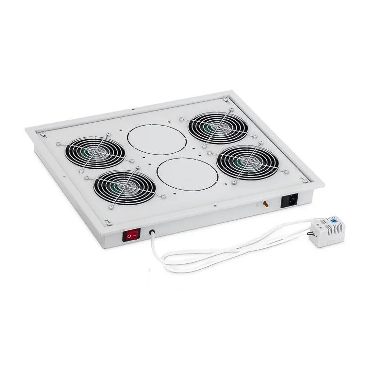 PANOU ventilatie TRITON, pentru rack de podea 19", 4 ventilatoare 230V/60W termostat bimetalic, gri, "RAC-CH-X04-X3" (timbru verde 11 lei)