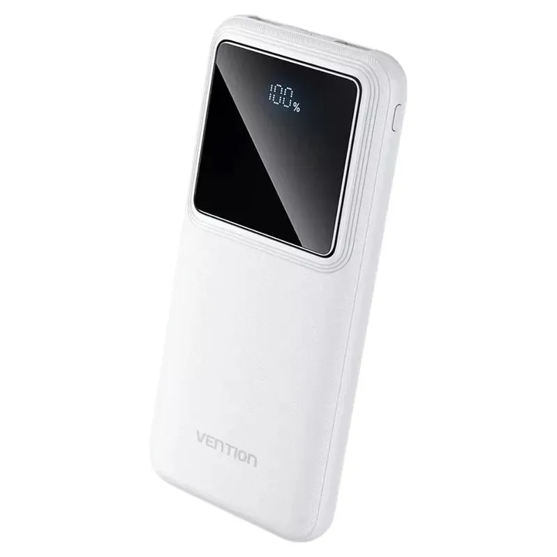 POWER BANK Vention 10000mAh/37Wh, 22.5W , 2 x USB, 1 x USB Type-C, 1 x Micro USB, digital display pt. status baterie, max. 3A, alb, FHKW0