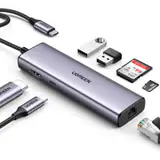 DOCKING Station Ugreen, CM512 conectare PC USB Type-C, USB 3.0 x 2| RJ-45 Gigabit x 1|HDMI 4K x 1 la 30Hz|USB-C x 1 PD 100W, aluminiu, gri 90568