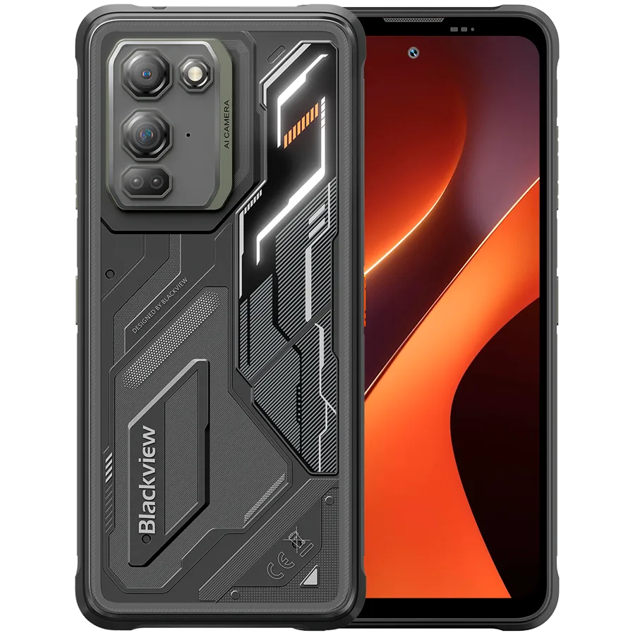 Blackview FORT200 LTE 6.78-inch FHD+ 2460x1080 120Hz 6+256GB MT Helio G100 Octa-Core 2.2GHz 50MP Front 108MP+13MP Rear NFC Night Vision cam+IR light MIL-STD-810H 5000mAh Wireless charging Fingerprint  Android 16 Phantom Black