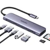 DOCKING Station Ugreen, CM195 conectare PC USB Type-C, USB 3.0 x 2|HDMI x 1/4K/30Hz|Card reader x 1|USB Type C x 1 PD 100W, aluminiu, gri 15214