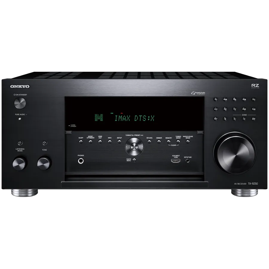 Onkyo TX-RZ50 9.2 -Channel AV Receiver, 180 W/Ch / 6 ohms, Dirac Live, THX® Certified, DTS:X, 8K/4K Ultra HD, Works with Sonos, Black