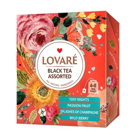 Colectie ceai negru Lovare asortat 32 plicuri 4 arome 64 g