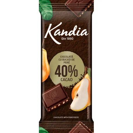 Ciocolata neagra Kandia cu pere 40% cacao 80g
