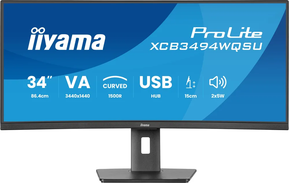 iiyama XCB3494WQSU-B1 34inch UW Curved VA-panel 3440x1440 120Hz 350cd/m2 04ms MPRT Difuzoare DisplayPort 2xHDMI HUB USB