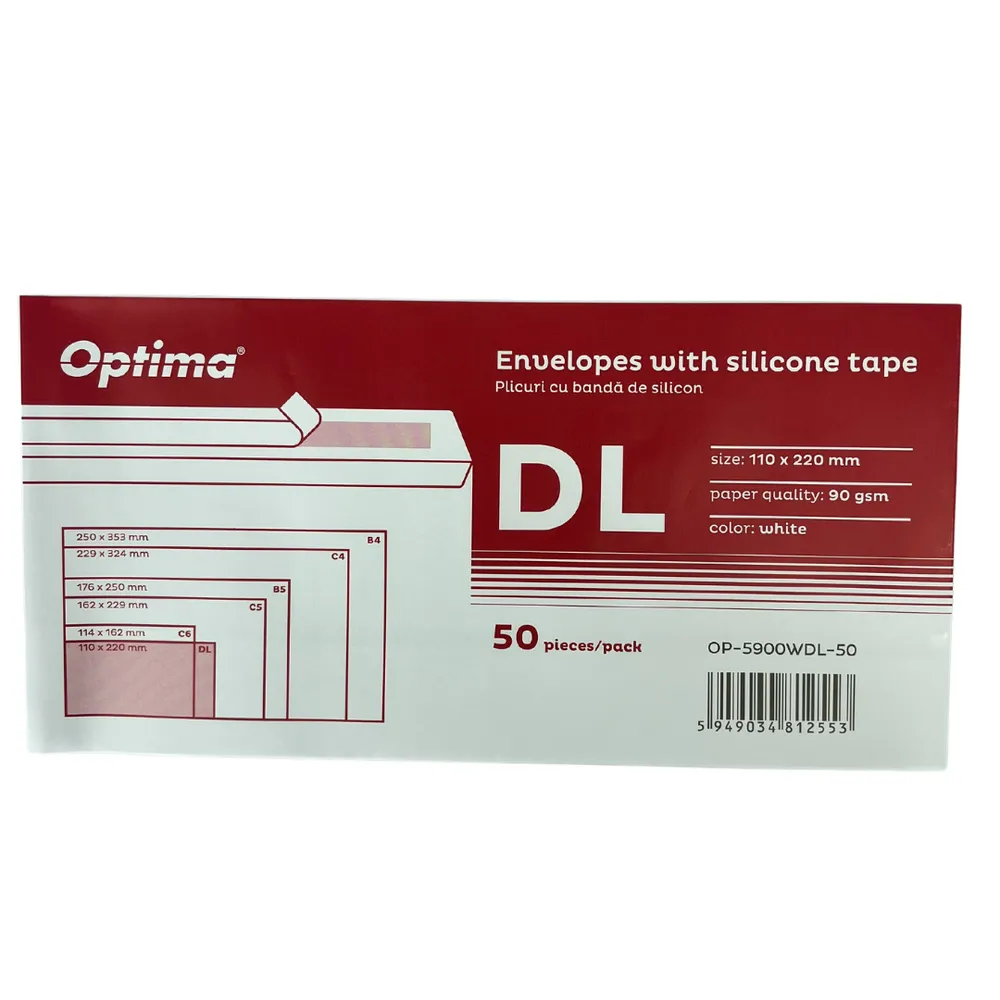 Plic DL alb siliconic (110x220mm) 50 buc/set