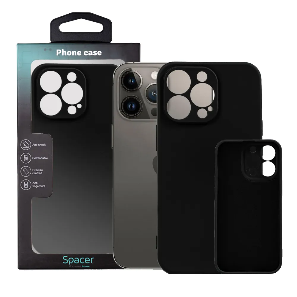 Husa Iphone 13 Pro Spacer, grosime 1.5mm, material flexibil TPU, negru "SPPC-AP-IP13P-TPU"