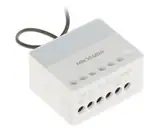 Modul releu AXPRO Hikvision DS-PM1-O1L-WE, 1 x NO/NC (0~36 V DC, Max 5 A), comunicare 868 MHz two-way wireless, criptare AES-128, distanta de comunicare RF: 1800m, in camp deschis, 1x buton invatare( pentru inregistrare),  3 x Led stare: Register/Signal (Green/Red), Power (Green), Relay Status