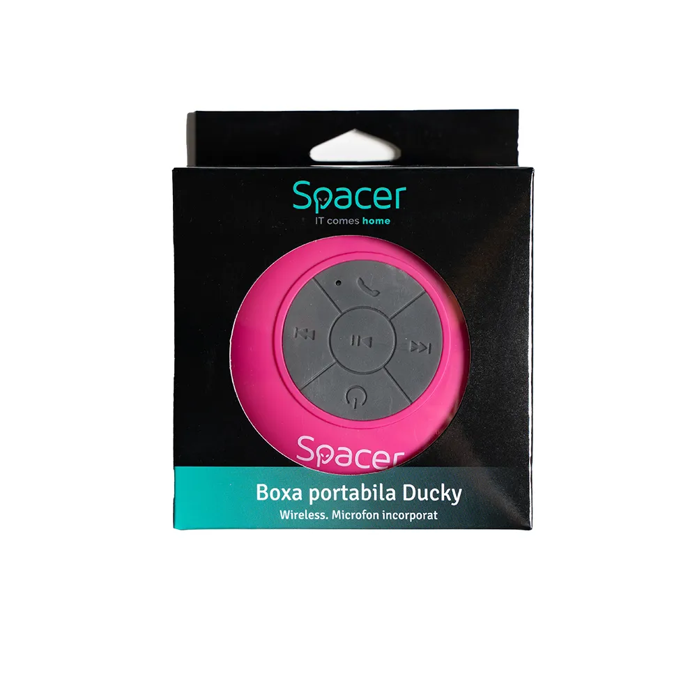 BOXA SPACER portabila bluetooth, DUCKY-PNK, RMS:  3W, control volum, acumulator 300mAh, microfon incorporat, timp de funct. pana la 4 ore, distanta max. 10m, incarcare USB, ROZ, "SPB-DUCKY-PNK" (timbru verde 0.18 lei)
