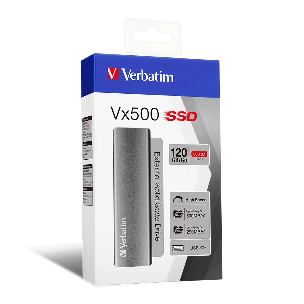 SSD EXTERN VERBATIM VX500 120GB USB 3.1 "47441" (TIMBRU VERDE 0.18 LEI)
