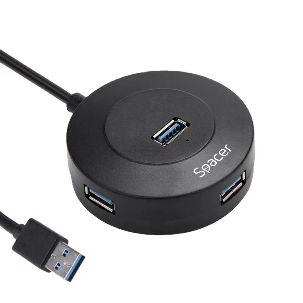 HUB extern SPACER, 4 porturi, cablu 1m,Plastic ABS, Negru, SPHB-USB-4U-02