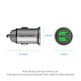 Alimentator SmartPhone Auto Vention, 18W, 2 x USB-A(M), Quick charge, gri, "FFAH0" (timbru verde 0.18 lei)