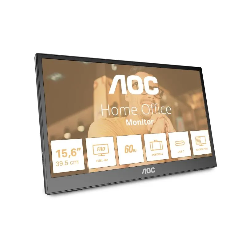Monitor Consumer AOC 16T3EA, 15.6", 1920 x 1080 pixeli, Black, 3 ani Garantie