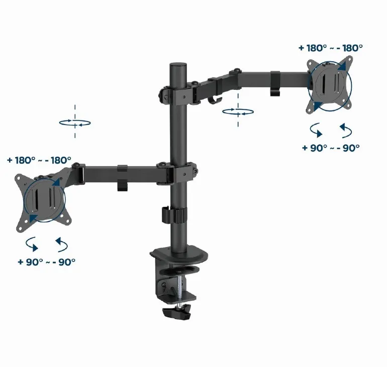 SUPORT de birou Gembird, pt 2 TV/monitor plat, diag. max 32 inch, rotatie, inclinare, pivotare, orizontal, vertical, max 2x9 kg, "MA-D2-03"