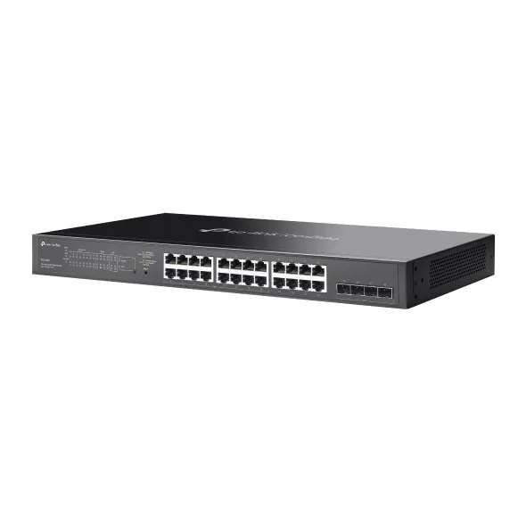 Omada 28-Port Gigabit Smart Switch with 16-Port PoE+ PORT: 24× Gigabit Ports (16×PoE+ and 8× Non-PoE), 4× Gigabit SFP Slots SPEC: 16× 802.3at/af, 150 W PoE Power, 1U 19-inch Rack-mountable Steel Case, Fanless FEATURE: Integration with Omada SDN Controller, Static Routing, 802.1Q VLAN, STP/RSTP/MSTP