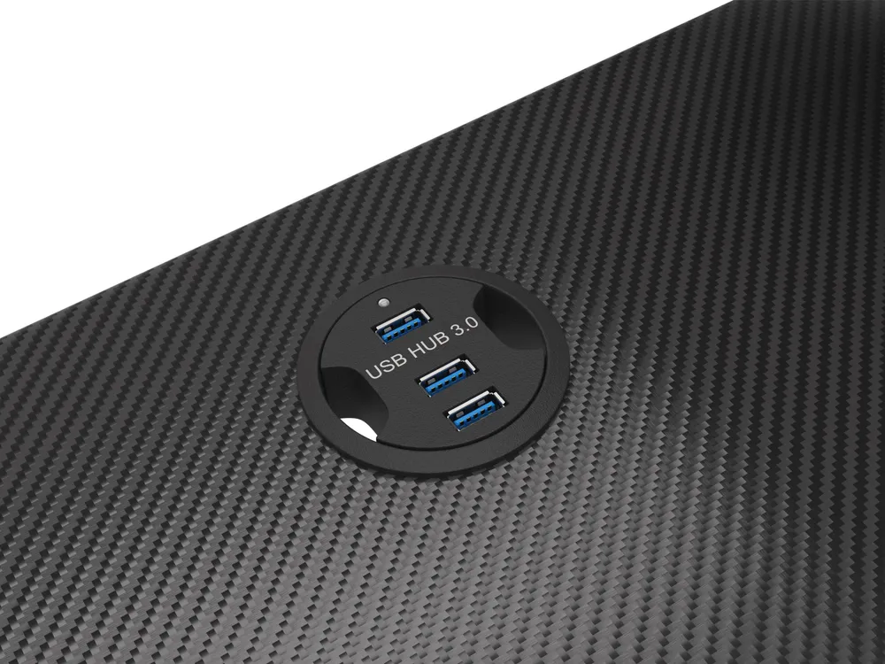 Birou gaming Genesis Holm 300, MDF, suporta pana la 60kg, iluminare RGB, negru
