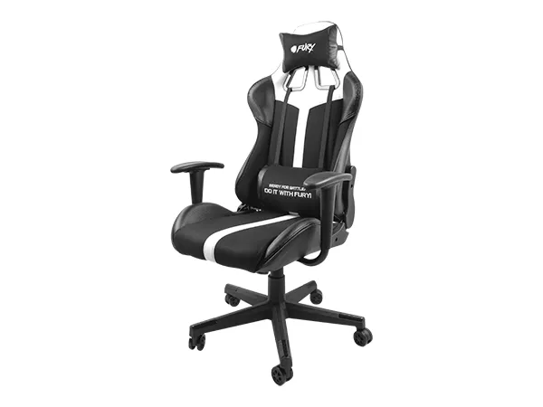Scaun gaming FURY AVENGER XL, material piele ecologica+polyester, reglabil pe inaltime, greutate maxima suportata 150 kg, inaltime scaun reglabil 46.5 - 56.5 cm, spatar ajustabil 180°, dimensiuni roti 60mm, echipat cu piston cu gaz clasa 3, manere 4D, alb