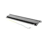 Patch panel 24 porturi 0,5U 19" Cat.5e FTP cu organizator cabluri, ecranat, negru