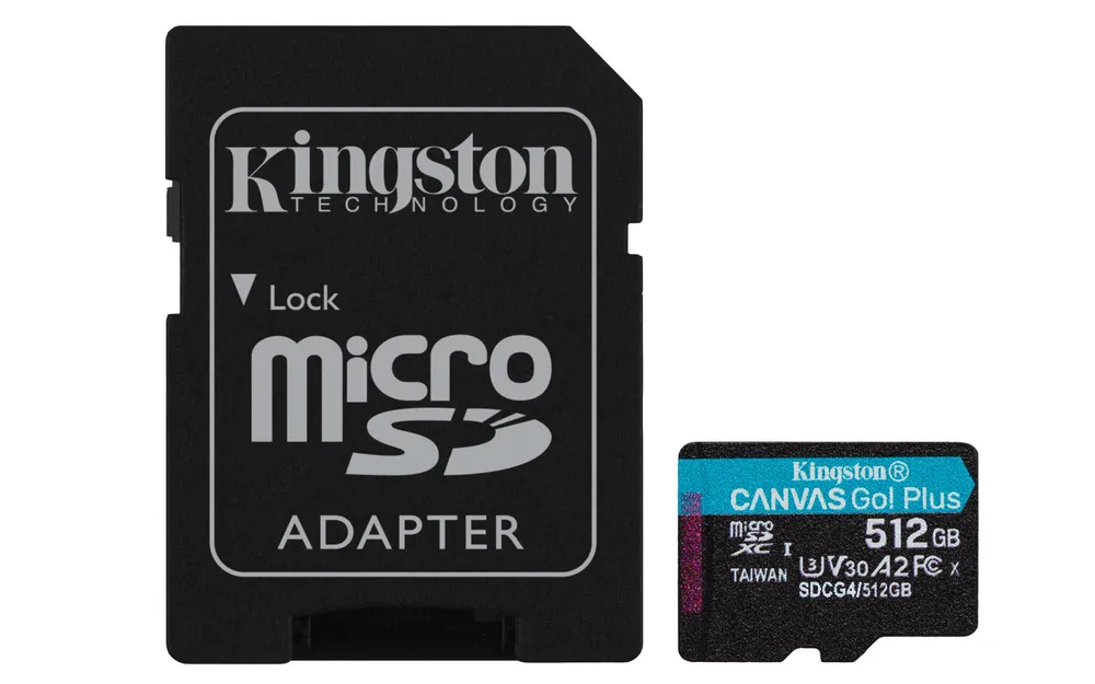 KINGSTON 512GB microSDXC Canvas Go Plus Gen4 200MB/s A2 U3 V30 Card + Adapter "SDCG4/512GB" (timbru verde 0.03 lei)