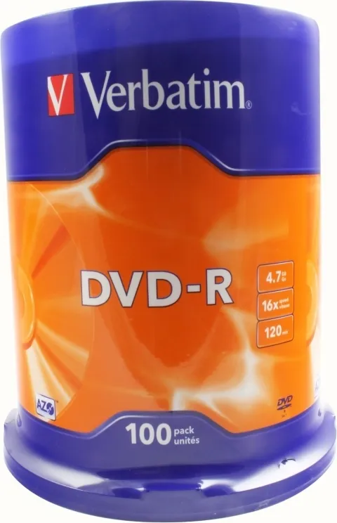 DVD-R VERBATIM  4.7GB, 120min, viteza 16x, 100 buc, Single Layer, spindle, Matt Silver ,43549