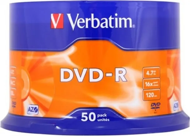 DVD-R VERBATIM 4.7GB, 120min, viteza 16x, 50 buc, Single Layer, spindle, Matt Silver 43548