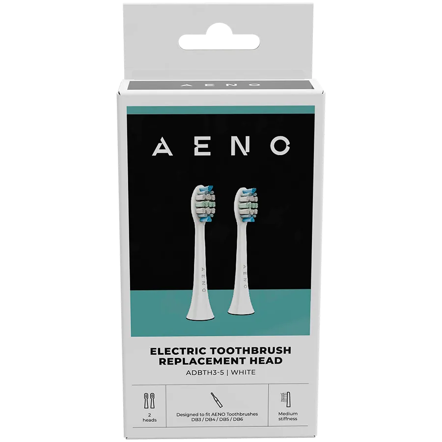 AENO Replacement toothbrush heads, White, Dupont bristles, 2pcs in set (for ADB0003/ADB0005 and ADB0004/ADB0006)