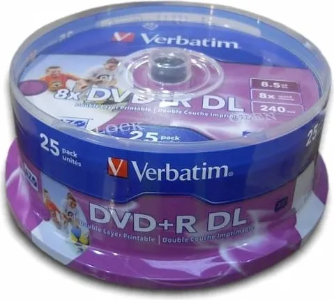 DVD+R VERBATIM Printabil 8.5GB, 240min, viteza 8x, 25 buc, 43667